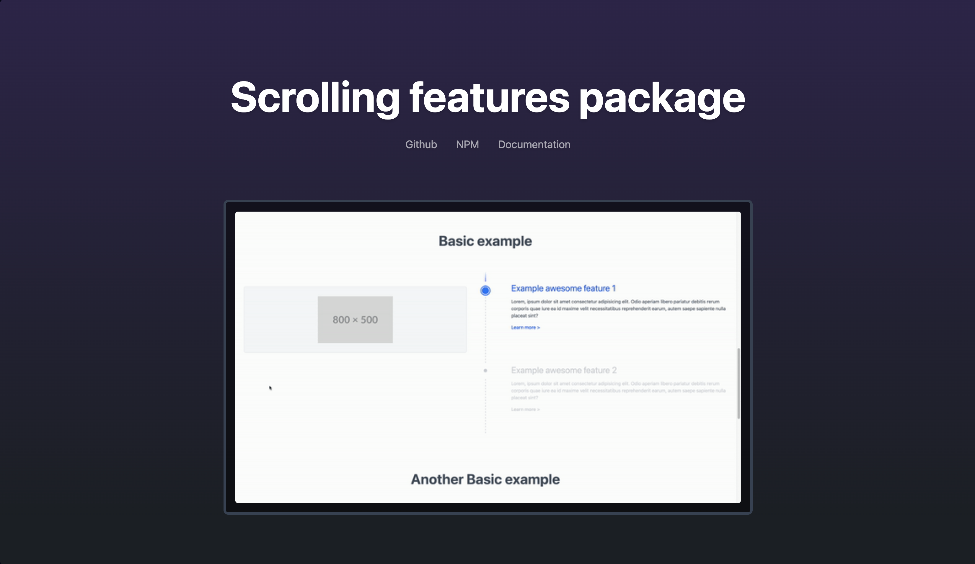 Scrolling Features package
